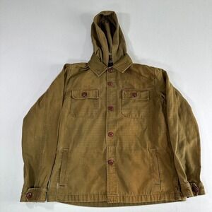 Loser Machine Company Mens Military Hoodie Jacket Size M Green Distressed Collar